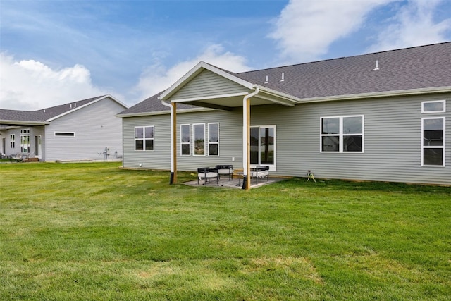 1932 Bowstring Dr, Marion, IA 52302 - rear view of property featuring a yard, a patio area, and roof with shingles