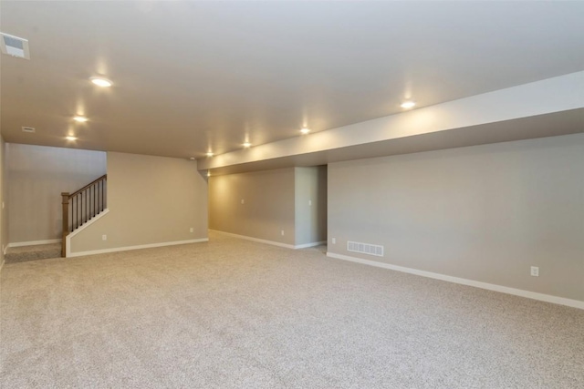 basement featuring carpet