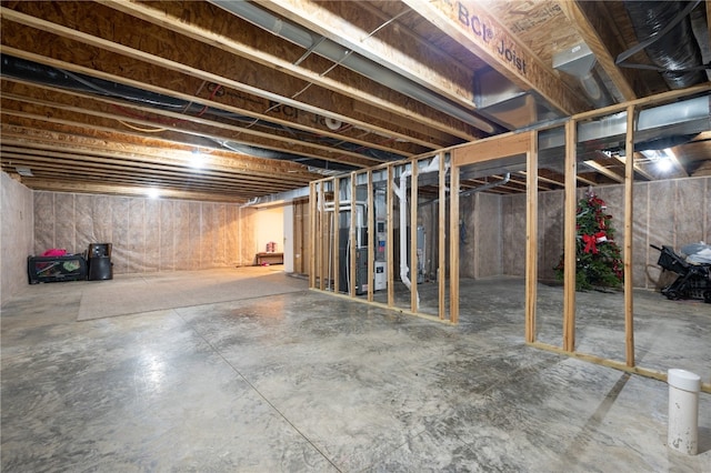 basement with heating unit