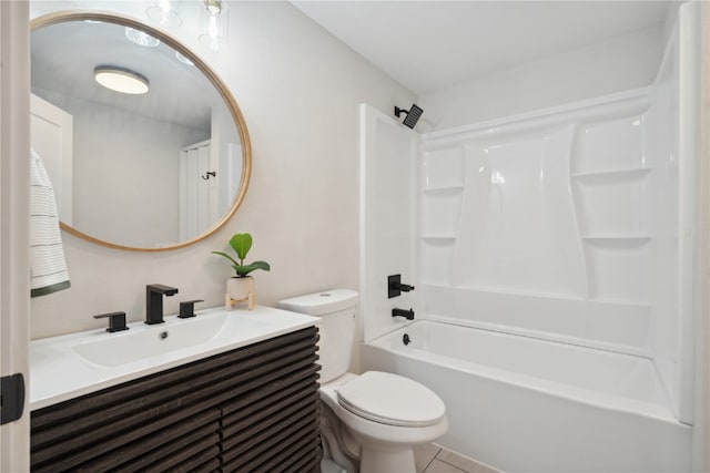 full bathroom featuring tile patterned floors, vanity, toilet, and bathing tub / shower combination