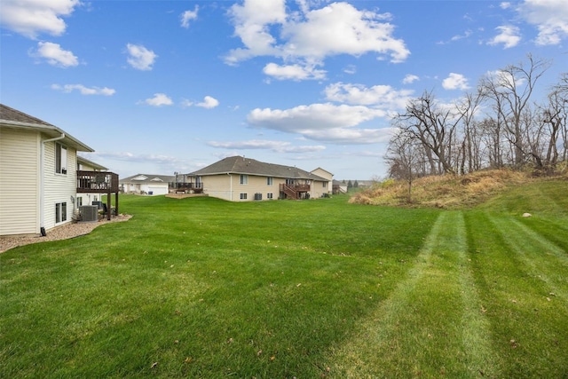 view of yard featuring a wooden deck