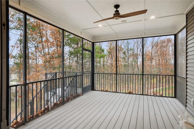 3037 Dell Ridge Ct, Hiawatha, IA 52233 - unfurnished sunroom with a ceiling fan and plenty of natural light