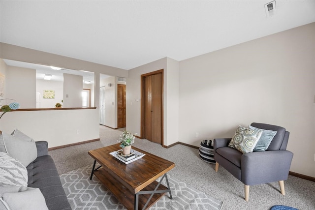 living room with carpet floors