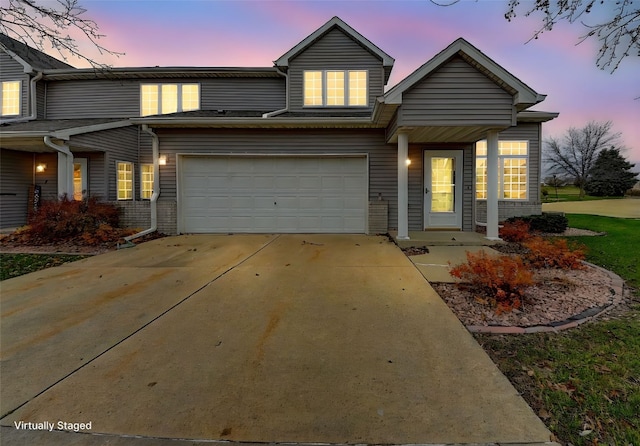 view of front of house with a garage