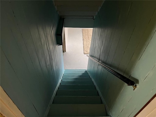 202 N Williams St, Anamosa, IA 52205 - stairs with wooden walls