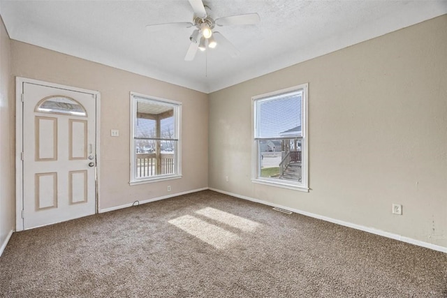 452 8th Ave SW, Cedar Rapids, IA 52404 - foyer entrance featuring carpet floors and ceiling fan