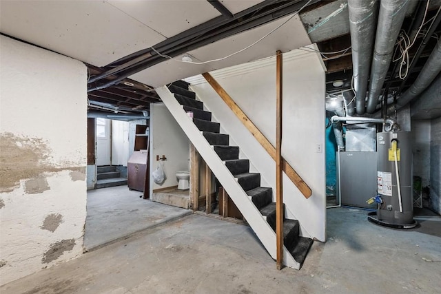 basement with water heater