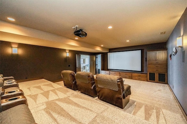 view of carpeted home theater