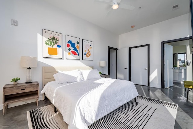 bedroom featuring ceiling fan