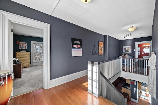 hallway with hardwood / wood-style floors