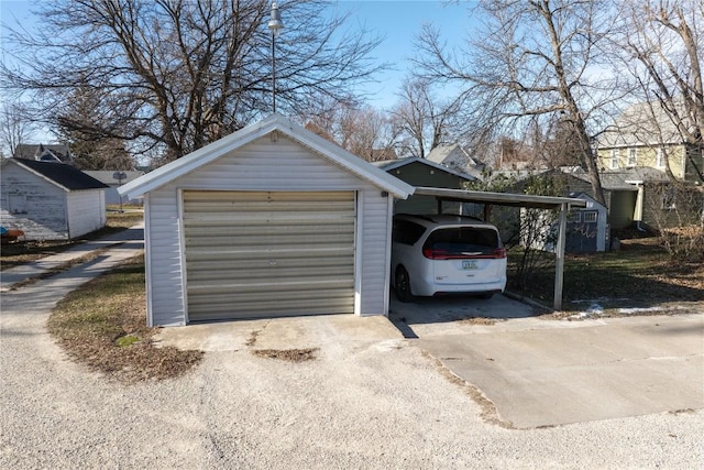 garage with a carport