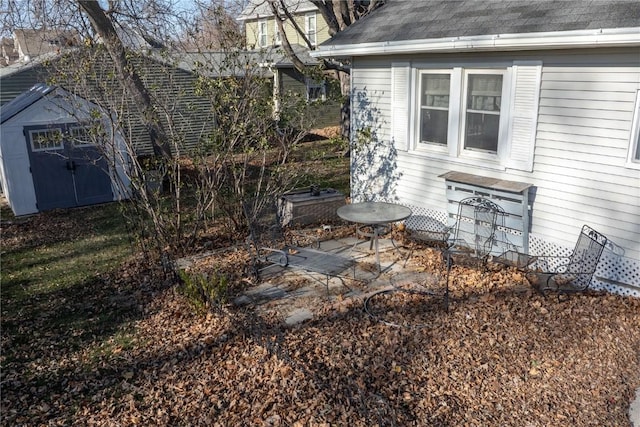 view of yard with a shed