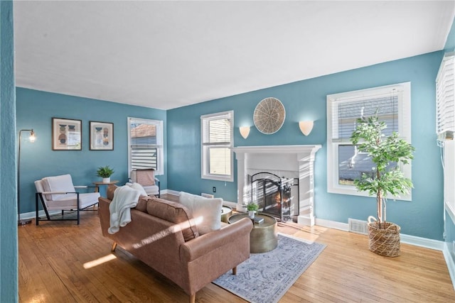 living room featuring light hardwood / wood-style floors