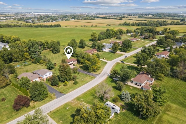 bird's eye view with a rural view