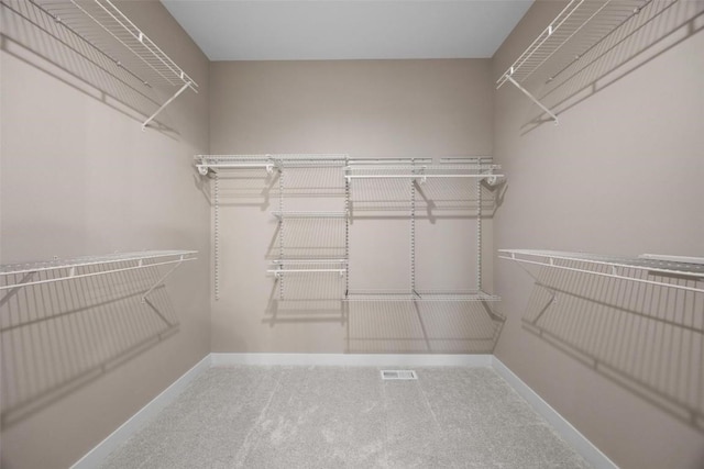 walk in closet featuring carpet flooring