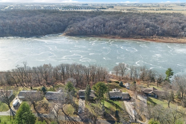 bird's eye view featuring a view of trees