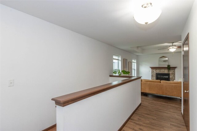 1135 Redbud Ave, Tiffin, IA 52340 - hallway with dark wood-type flooring and baseboards