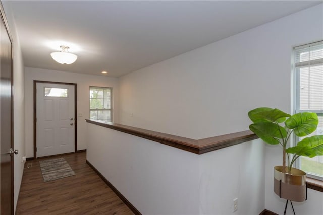1135 Redbud Ave, Tiffin, IA 52340 - foyer featuring dark wood-style flooring, healthy amount of natural light, and baseboards