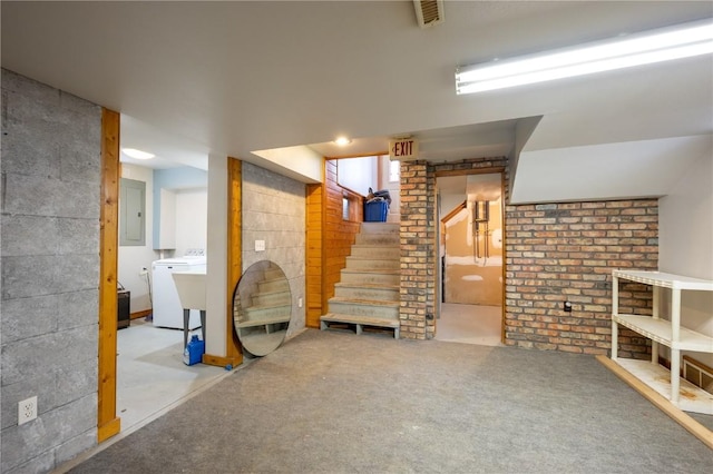 interior space featuring washer / dryer and electric panel