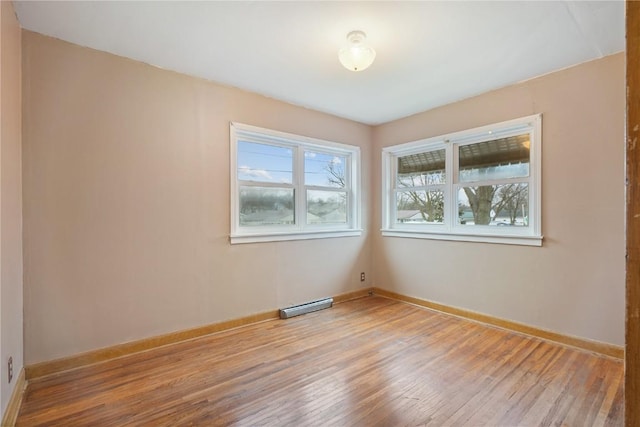 empty room featuring wood finished floors and baseboards