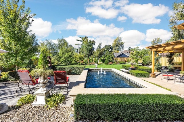 view of pool with a pergola and a patio area