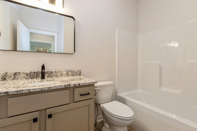 full bathroom with vanity, toilet, and tub / shower combination