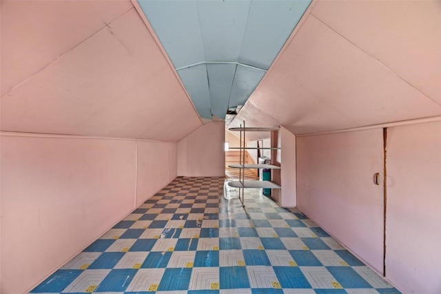 additional living space featuring vaulted ceiling