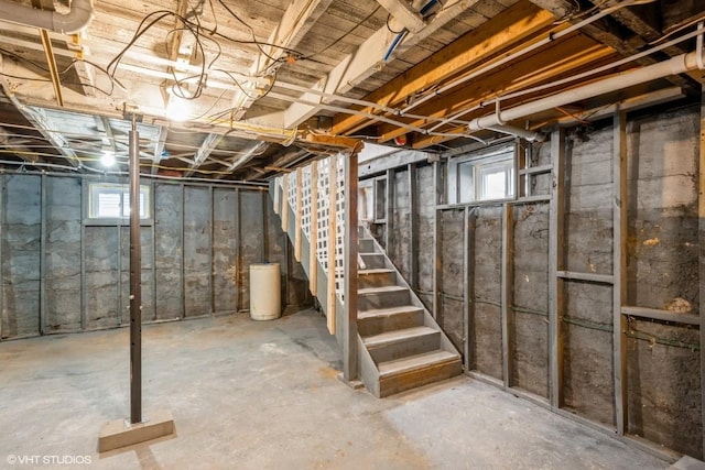 basement featuring plenty of natural light