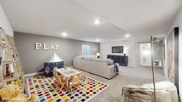 living room with carpet flooring