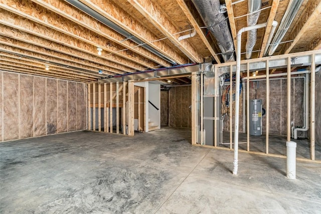 basement featuring water heater