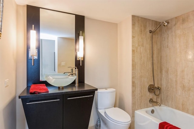 full bathroom with vanity, shower / bathtub combination, and toilet