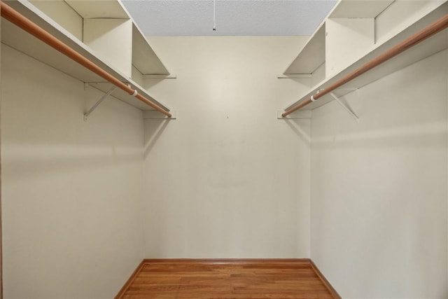 walk in closet with hardwood / wood-style flooring