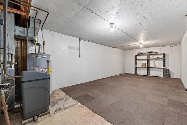 basement featuring gas water heater