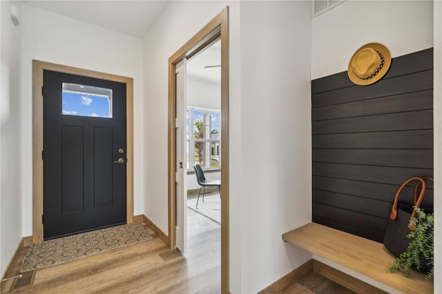 entryway with light wood-type flooring