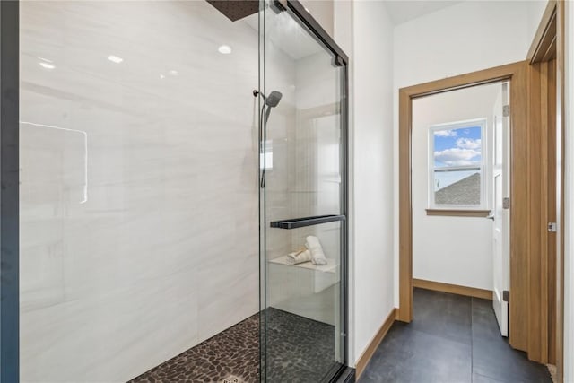 bathroom featuring walk in shower