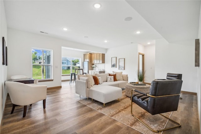 living room with hardwood / wood-style floors