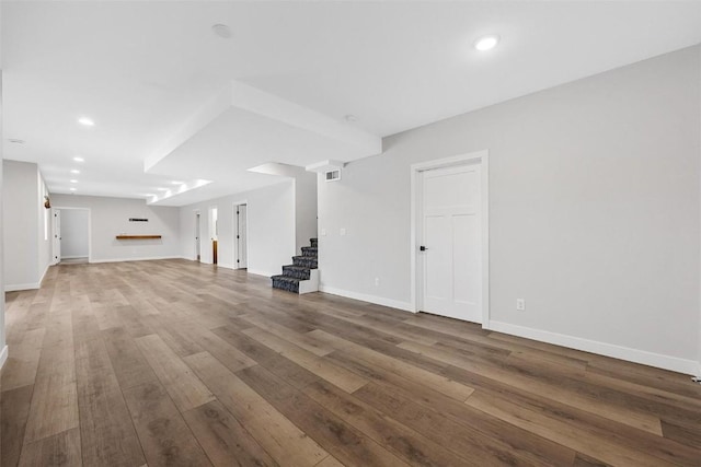 basement featuring wood-type flooring