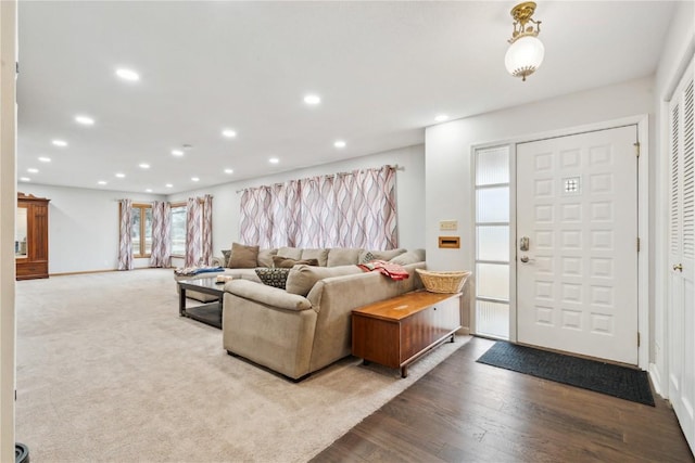 living room with light hardwood / wood-style floors