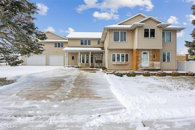 view of front of home with a garage