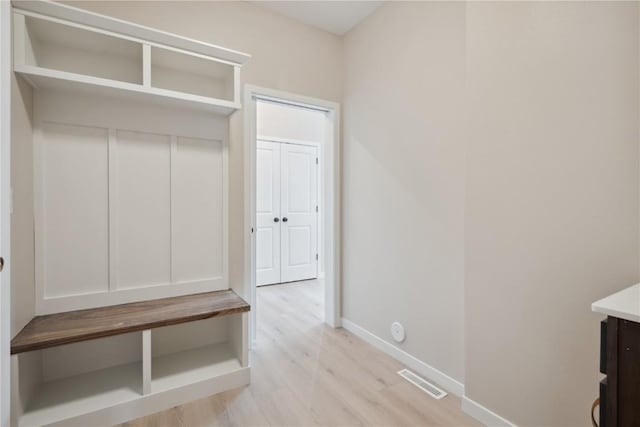 mudroom featuring light hardwood / wood-style flooring