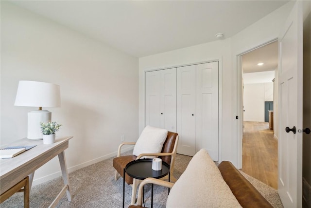 view of carpeted home office