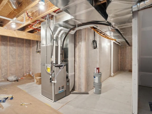 basement with heating unit