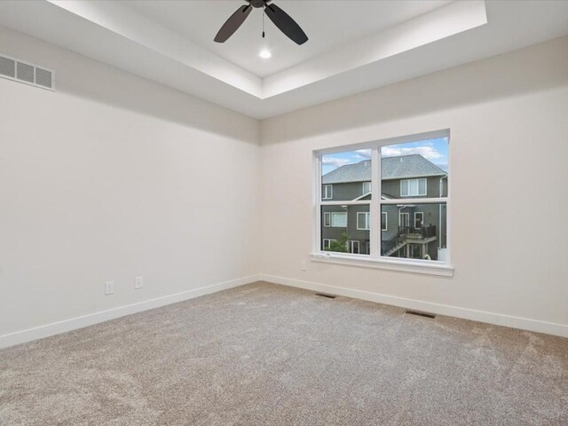 318 Sierra Trce, Coralville, IA 52241 - spare room with a raised ceiling, carpet, and a ceiling fan