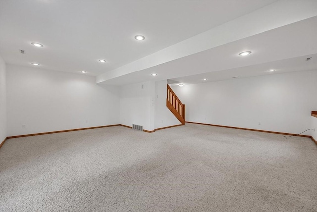 basement with carpet