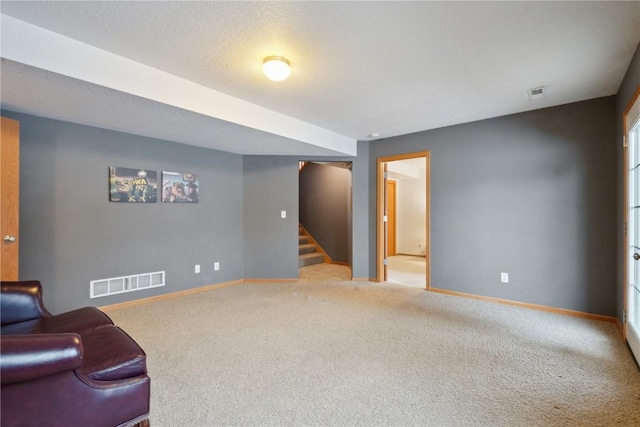 living area with carpet floors