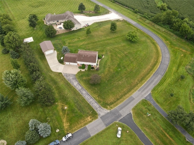 drone / aerial view with a rural view