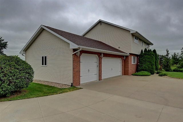 view of property exterior featuring a garage