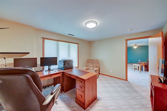 office with light colored carpet