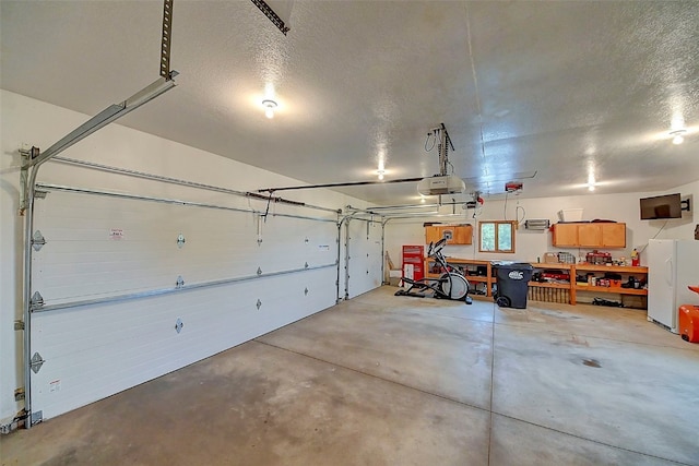 garage with white refrigerator