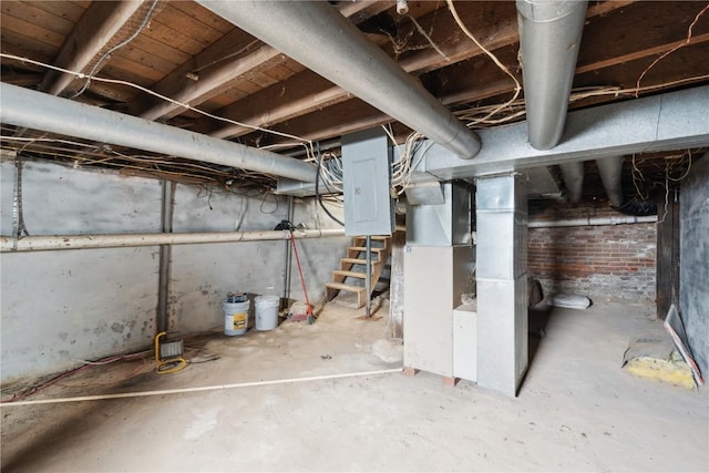 basement featuring heating unit